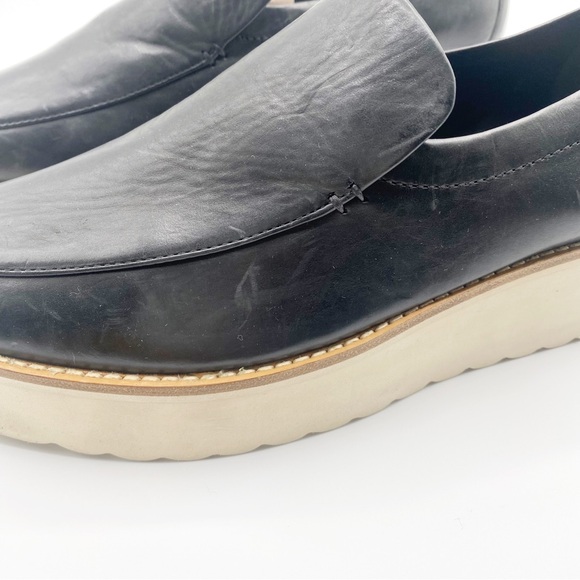 Vince Zeta Platform Shoes Leather Platform Loafers Shoes Black 10M - Picture 6 of 10